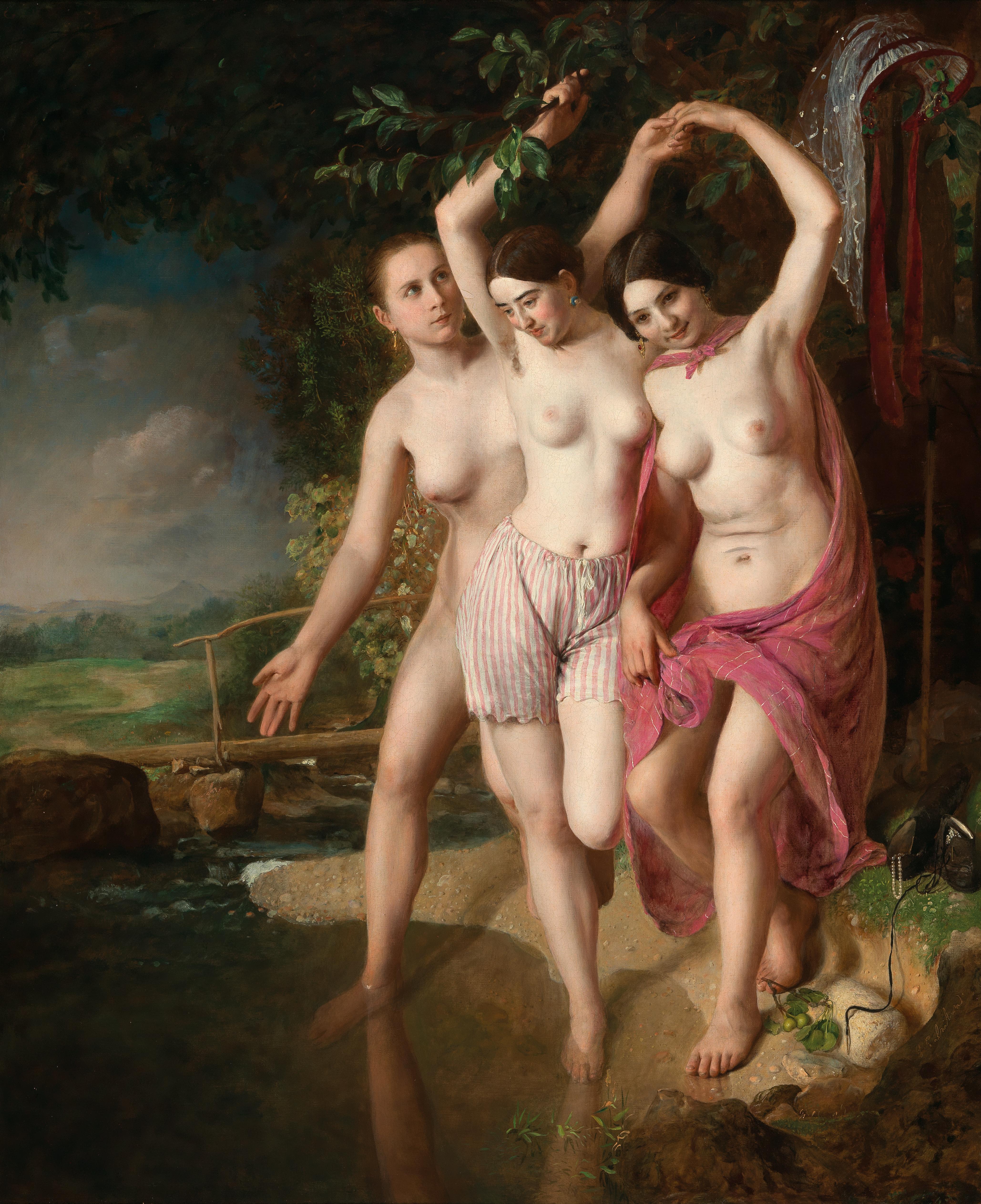 Drei Badende by Johann Baptist Reiter