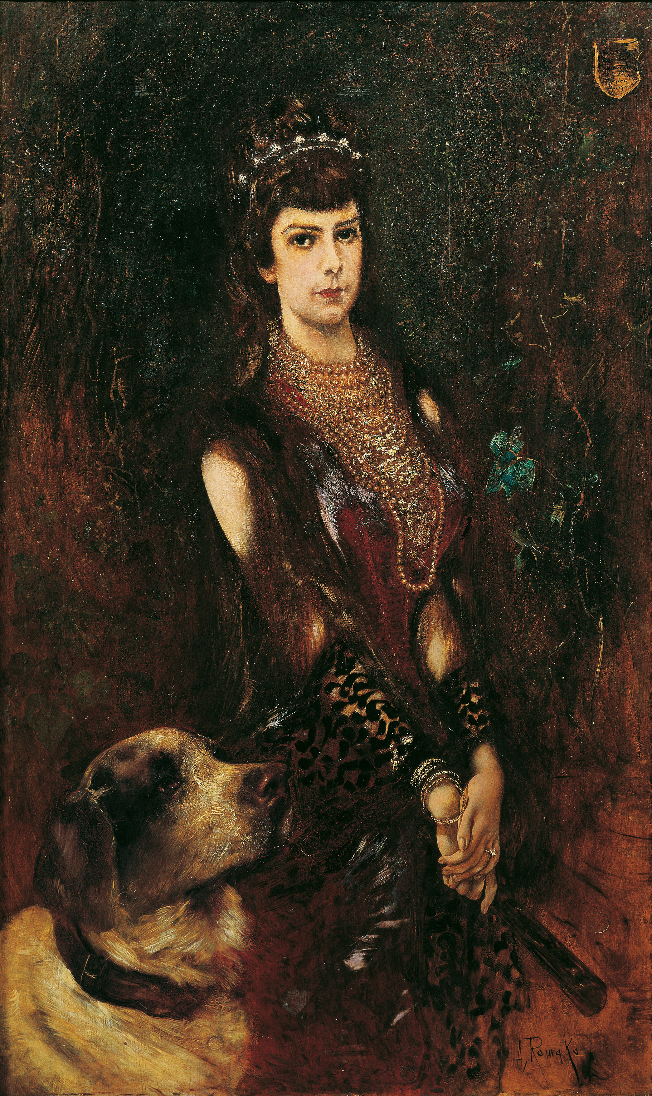 Empress Elisabeth with St. Bernard dog, Anton Romako