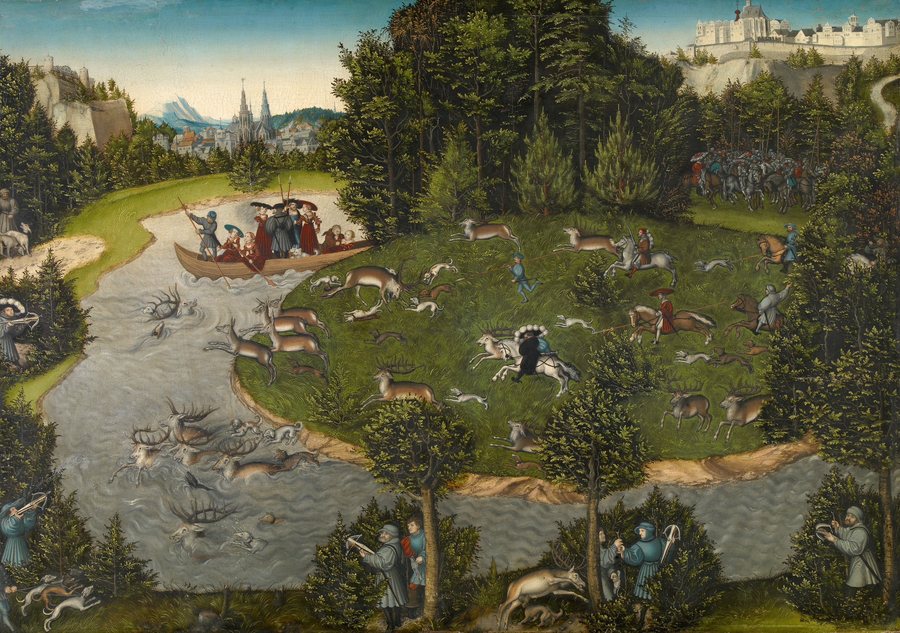 A Stag Hunt with the Elector Friedrich the Wise, Lucas Cranach the Elder