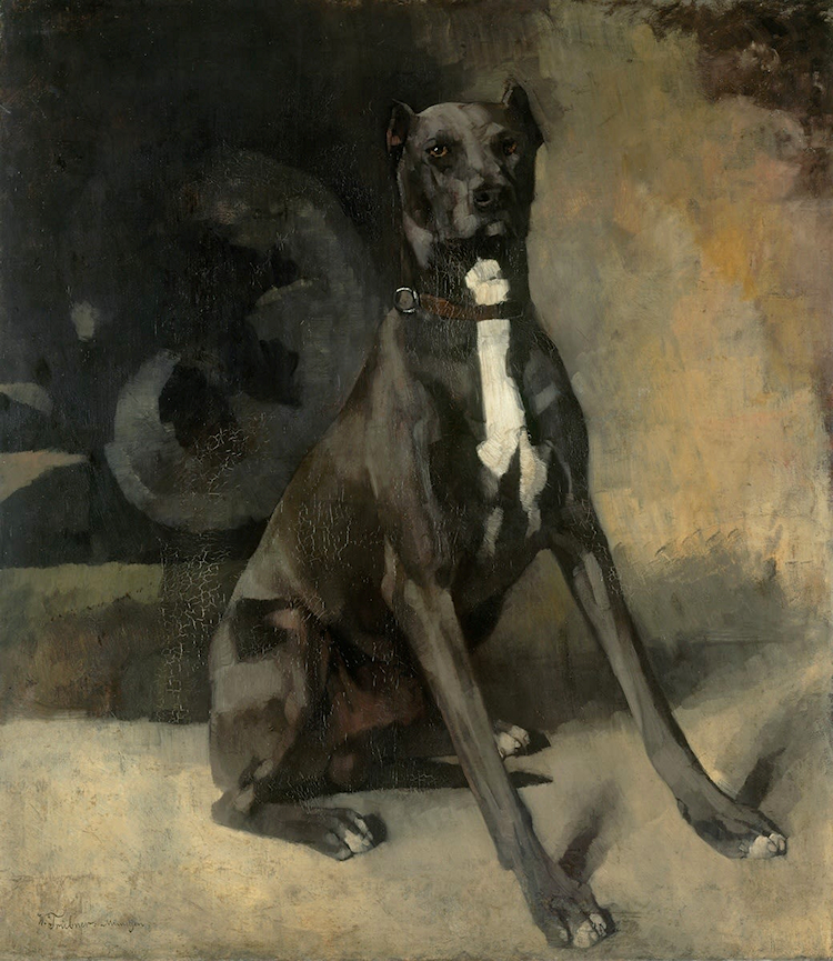 Sitzende Dogge, Wilhelm Trübner