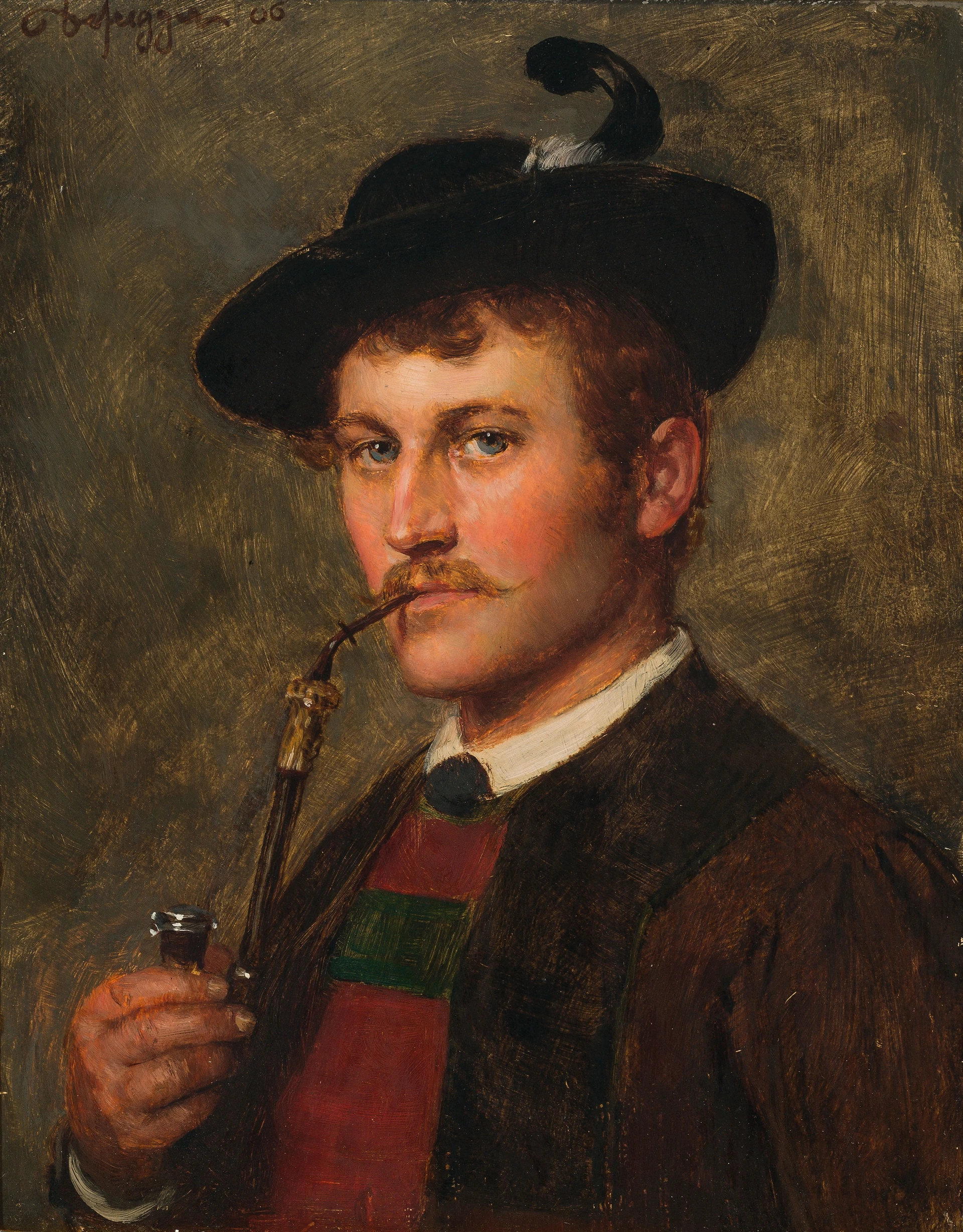 Young Tyrolean with Pipe by Franz Defregger