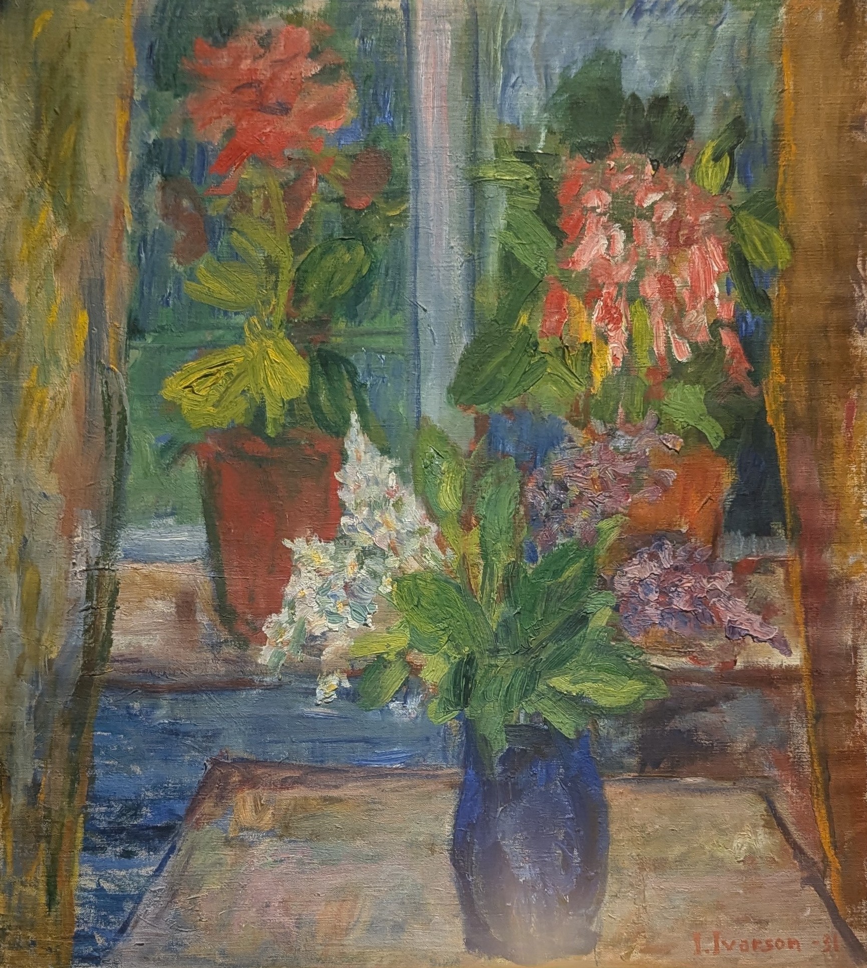 Blommor i fönster by Ivan Ivarsson